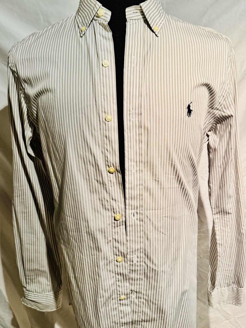 Polo RALPH LAUREN Men’s White and Gray SLIM-FIT STRETCH Medium size